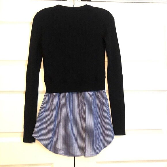NWT VERONICA BEARD Rocha Merino Wool Sweater w Stripe Shirt Panel XS MSRP $412 - Picture 5 of 7